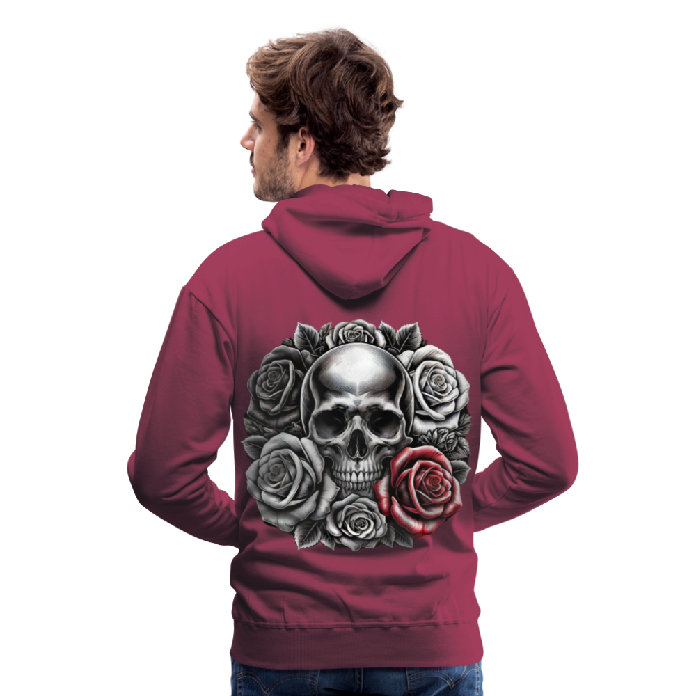 Men Hoodie Skull Roses - Bordeaux