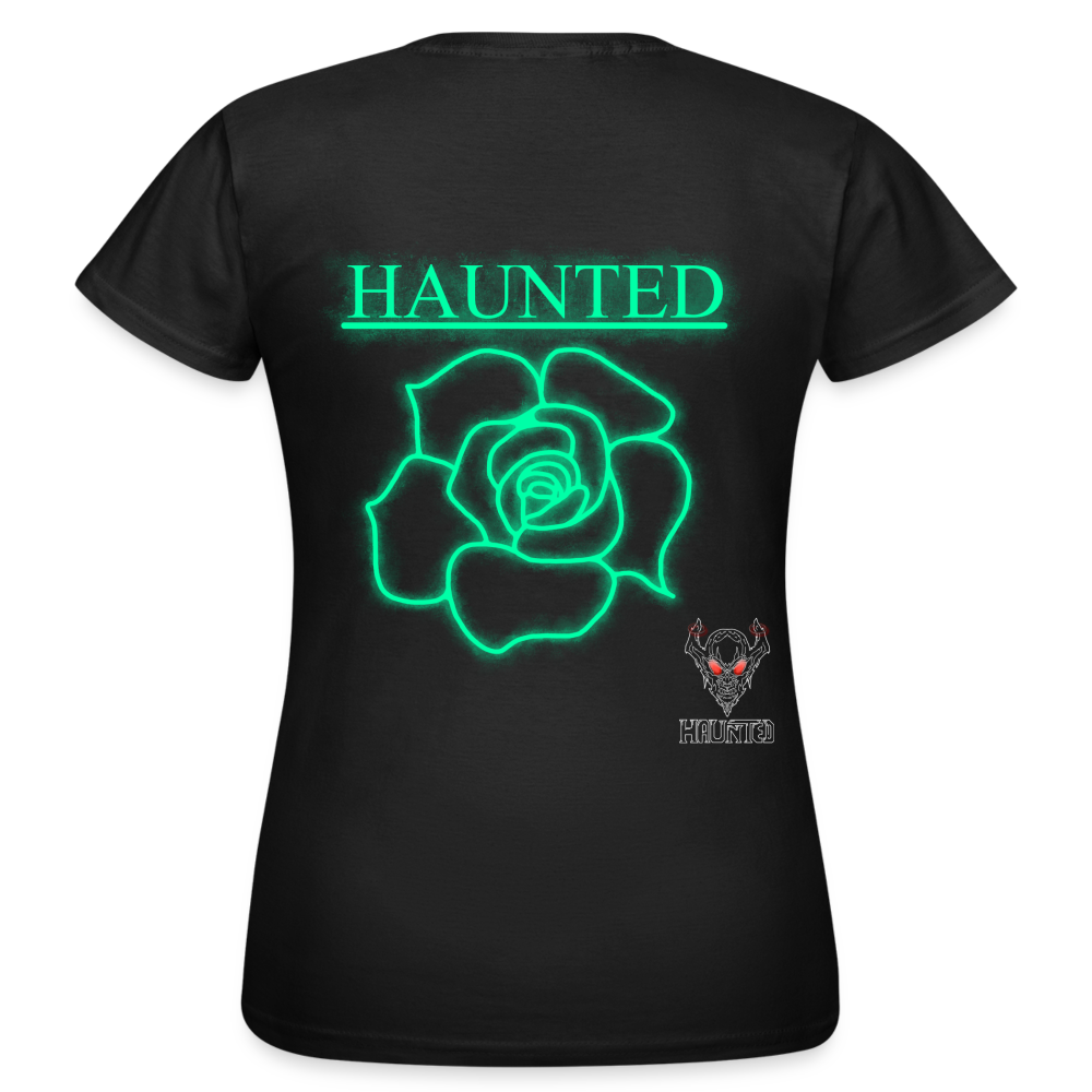 Women T-Shirt Turquoise Neon Rose - Schwarz