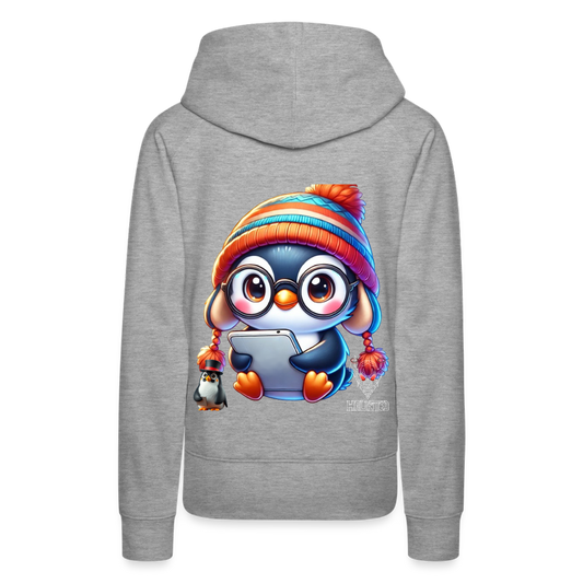 Women Hoodie KasPenguin with Pad - Grau meliert