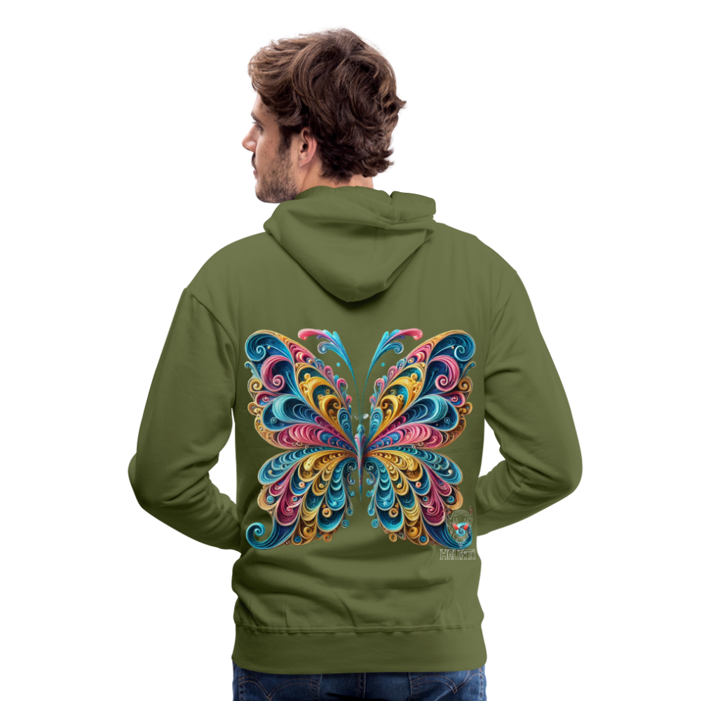 Men Hoodie Whimsical Butterfly Harmony - Olivgrün