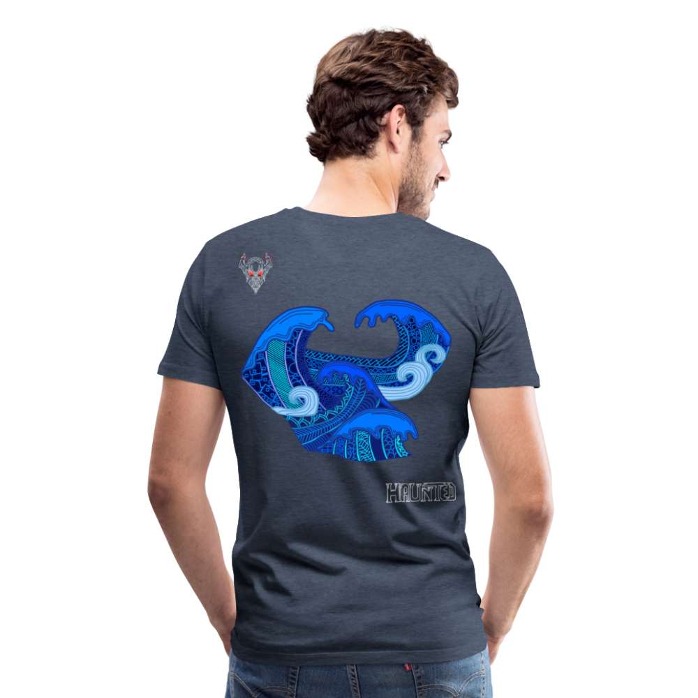 Man T-Shirt Waves Light - Blau meliert