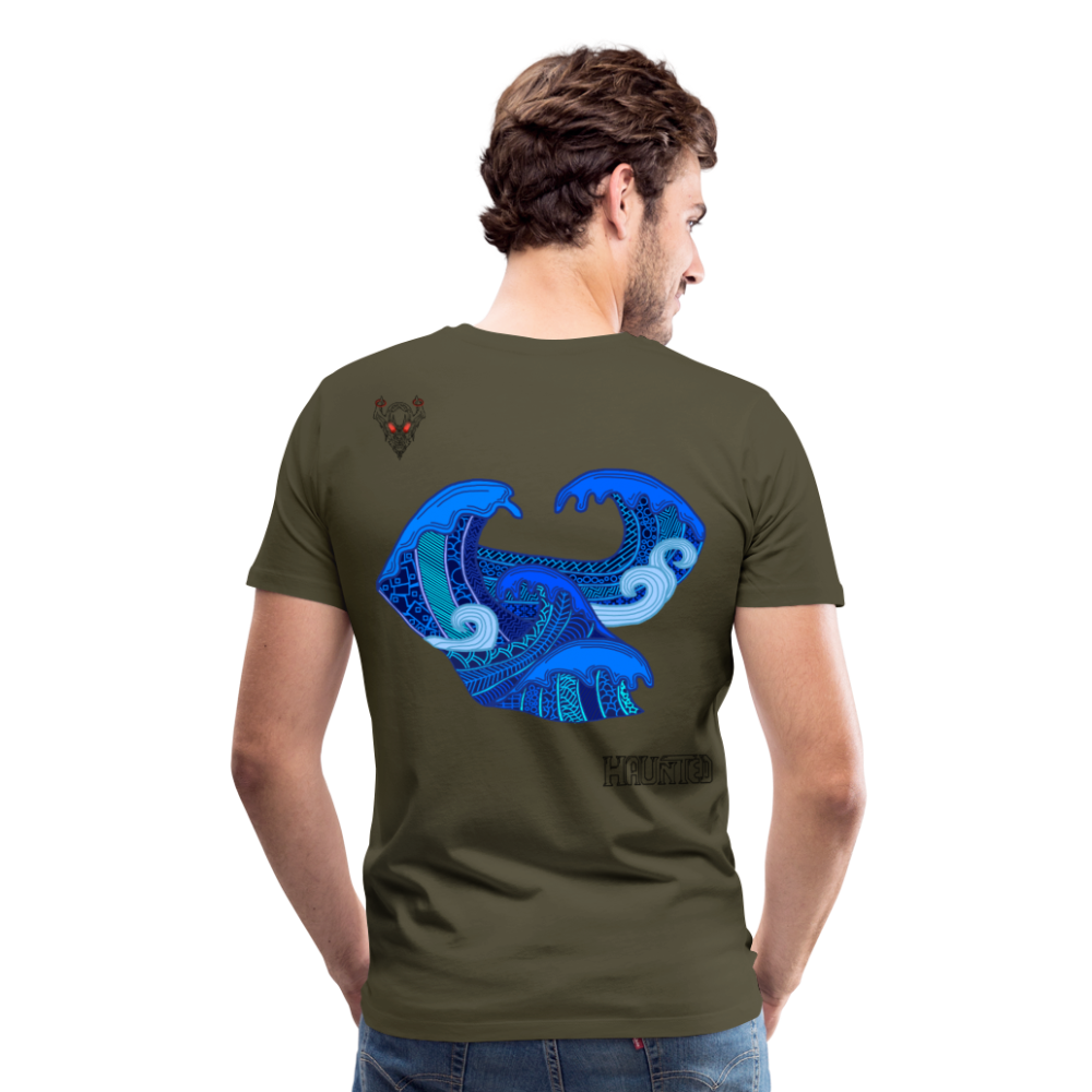 Man T-Shirt Waves Dark - Khaki