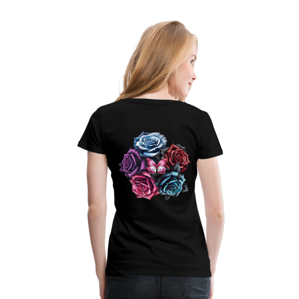 Women T-Shirt Rose Circle - Schwarz