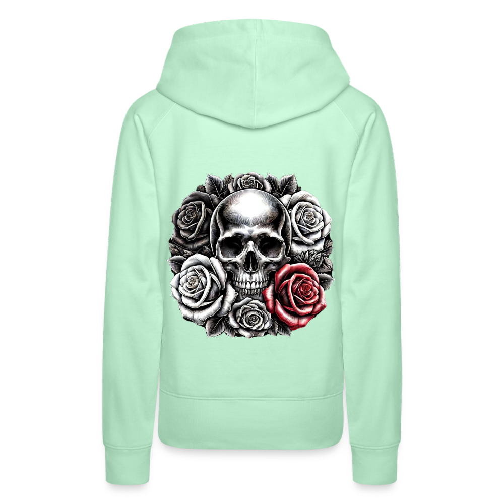 Women Hoodie Skull Roses - helles Mintgrün