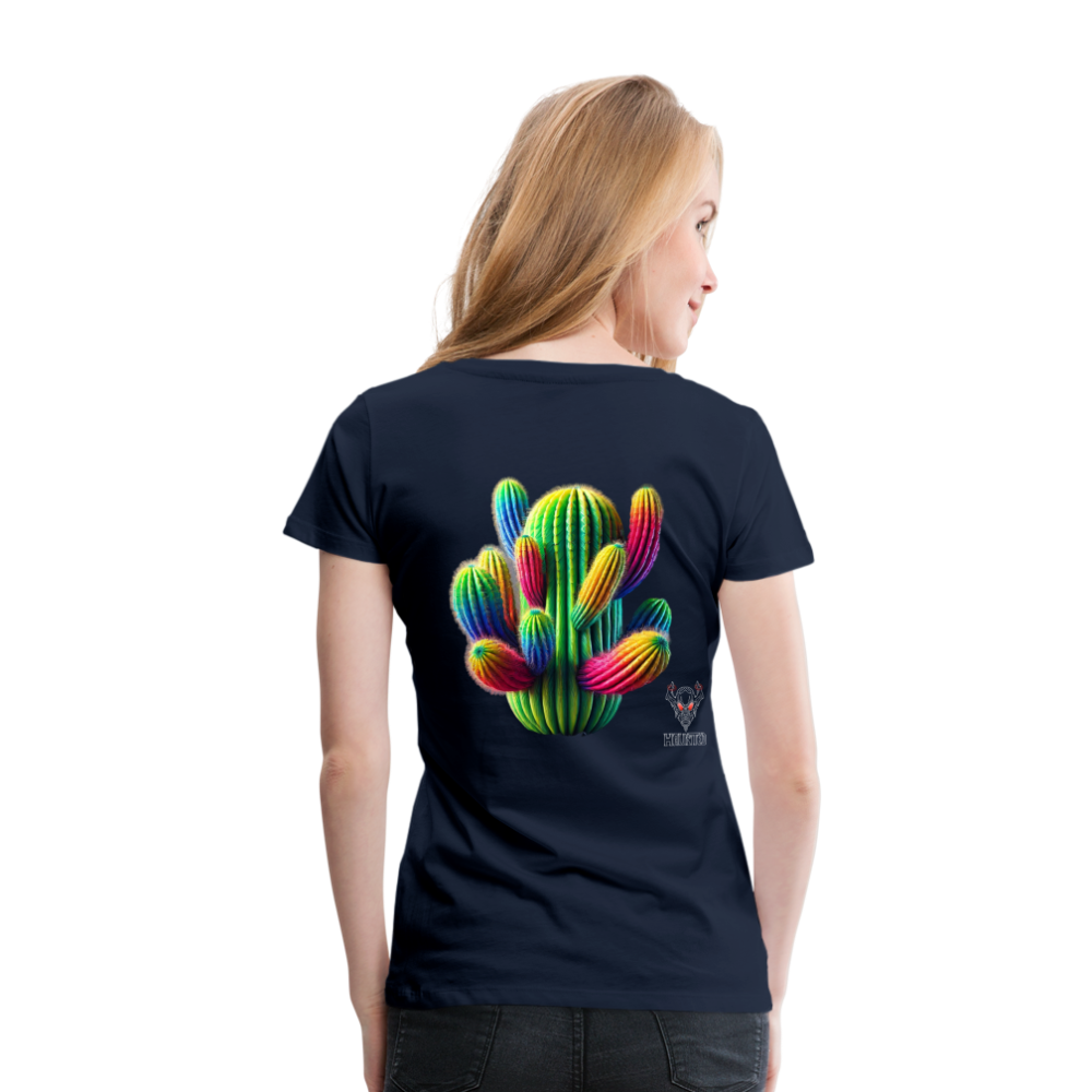 Woman T-Shirt Prismatic Cactus Bloom - Navy