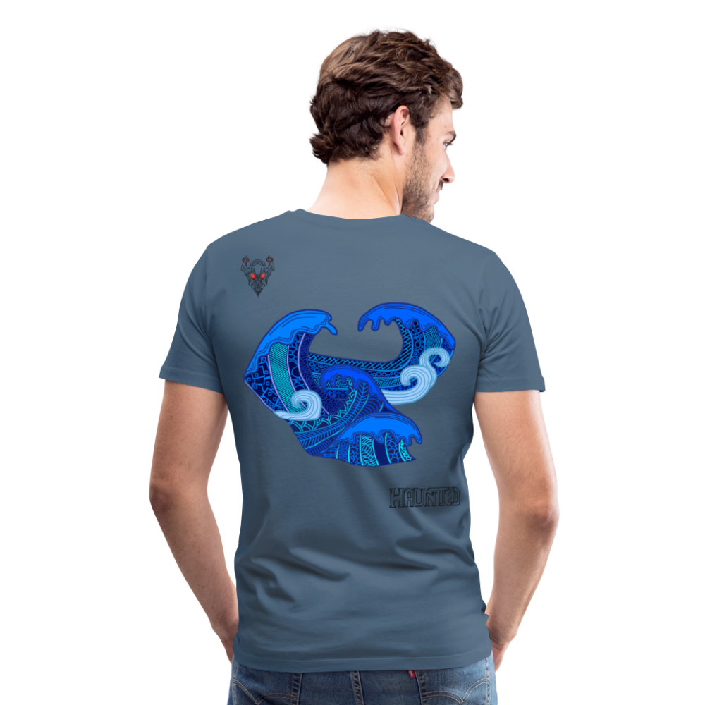 Man T-Shirt Waves Dark - Blaugrau