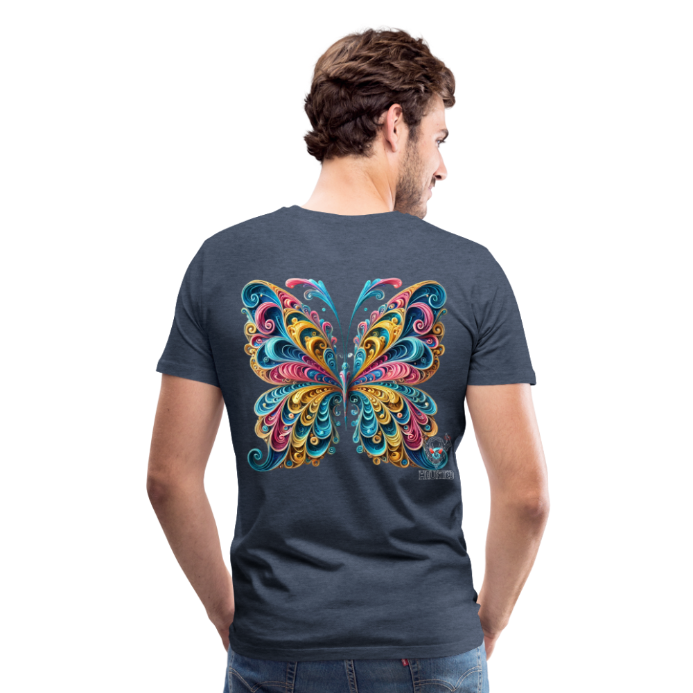 Men T-Shirt Whimsical Butterfly Harmony - Blau meliert
