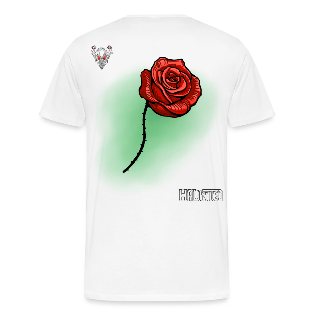 Man T-Shirt Rose on Green 3 - Weiß