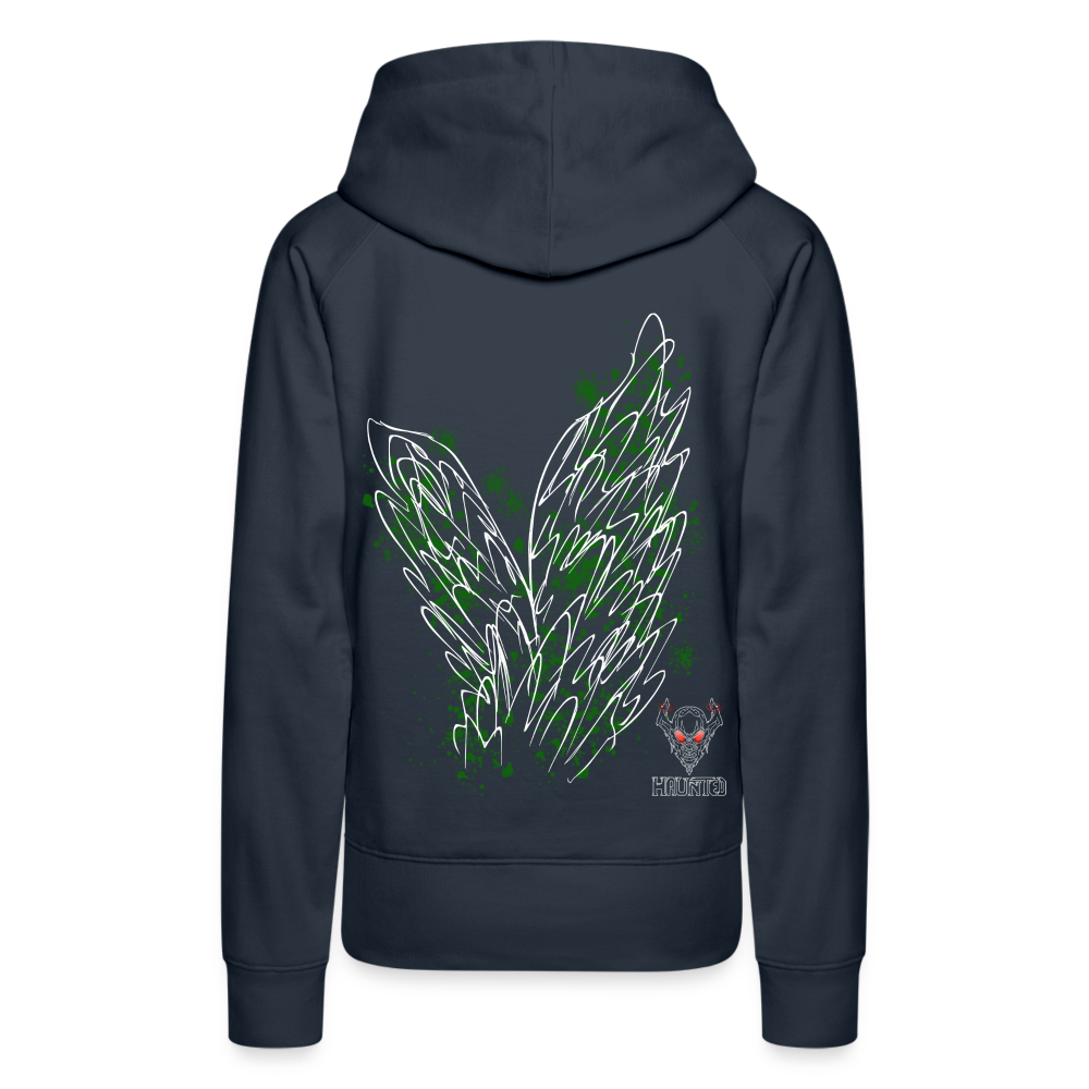 Women Hoodie Dark Green Wings - Navy
