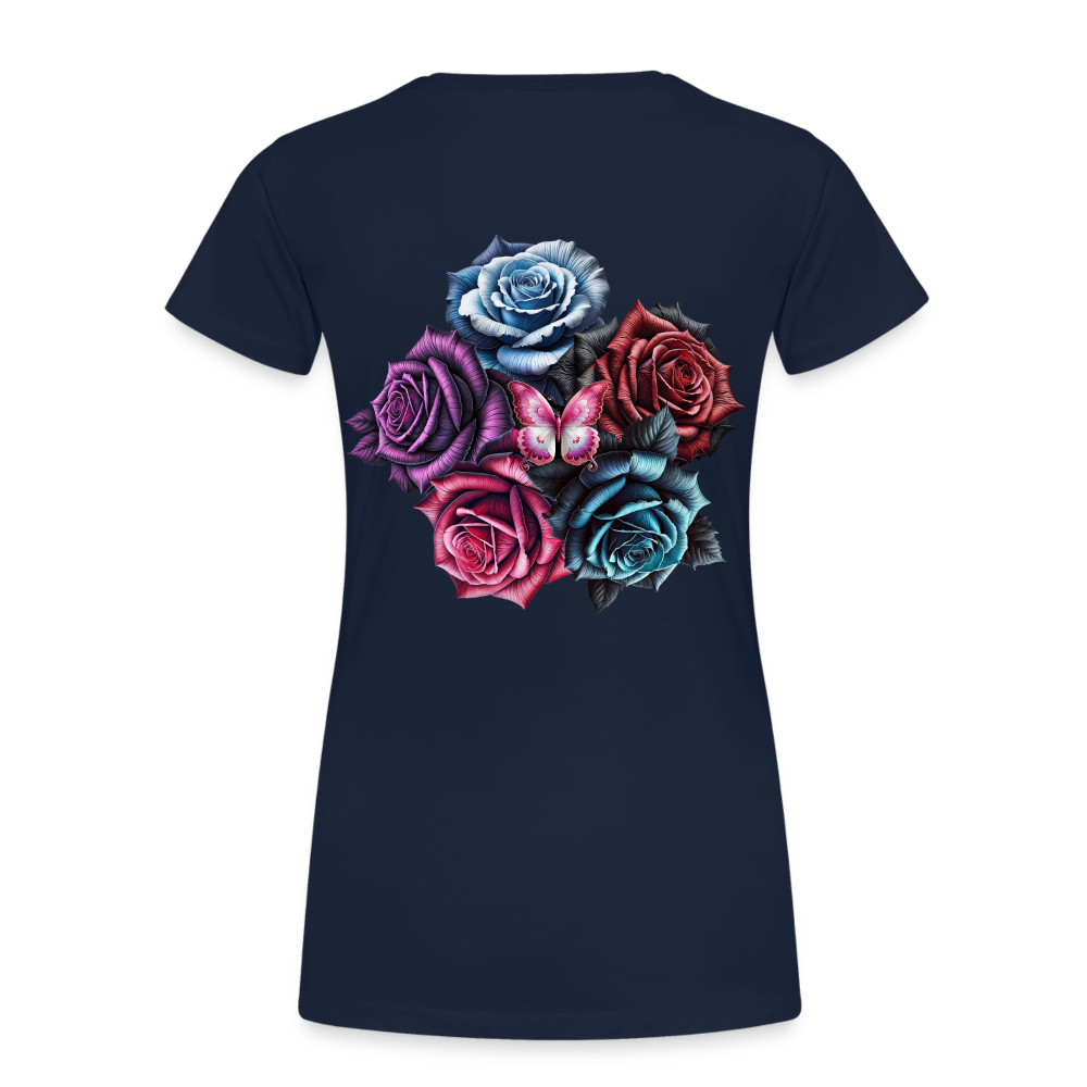 Women T-Shirt Rose Circle - Navy