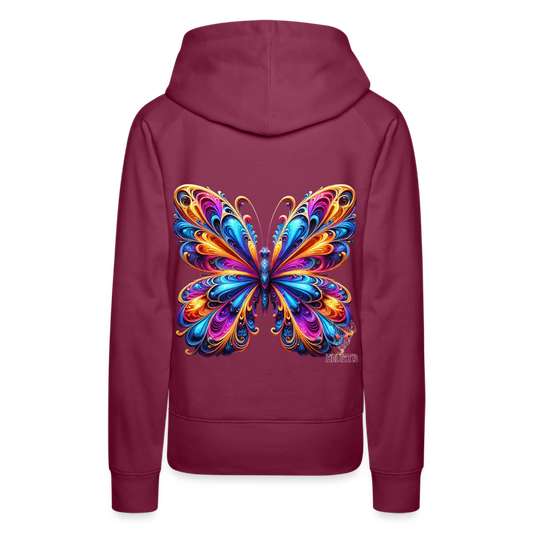 Woman Hoodie Vibrant Butterfly Elegance - Bordeaux