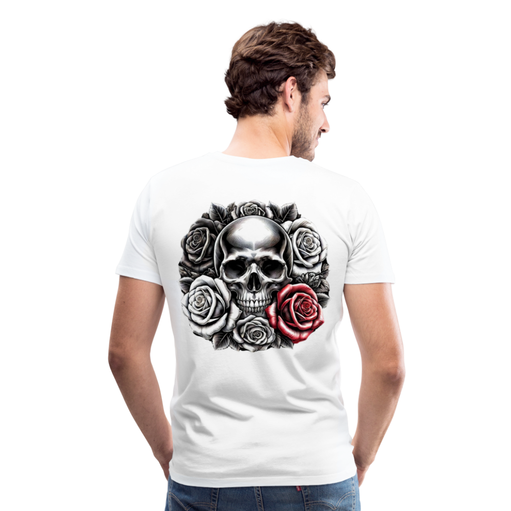 Men T-Shirt Skull Roses - Weiß
