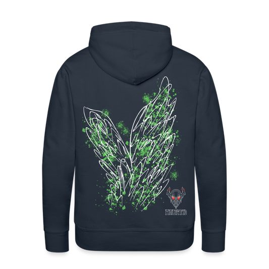 Men Hoodie Light Green Wings - Navy