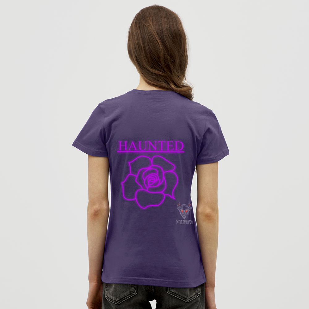 Women T-Shirt Pink Neon Rose - Dunkellila