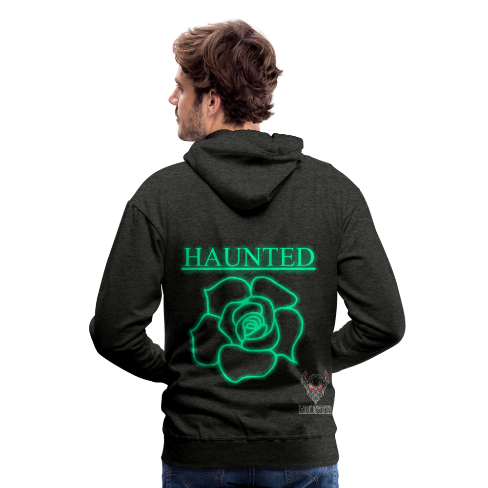 Men Hoodie Turquoise Neon Rose - Anthrazit