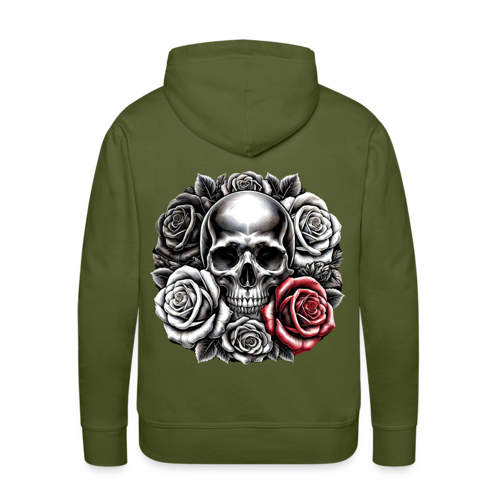 Men Hoodie Skull Roses - Olivgrün