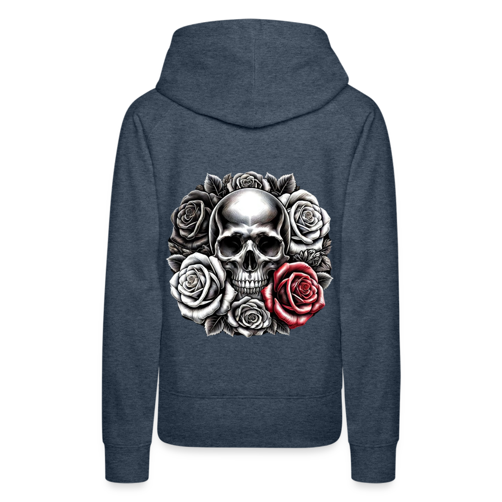Women Hoodie Skull Roses - Jeansblau
