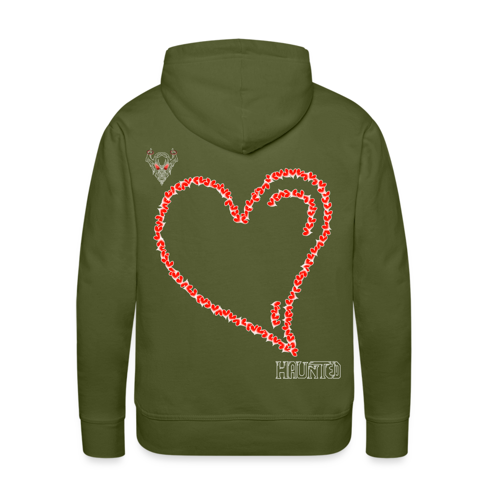 Man Hoodie Hearts Light - Olivgrün