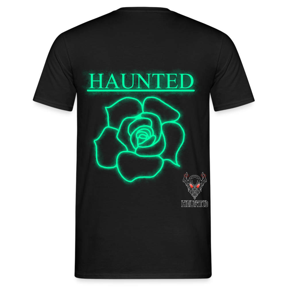 Men T-Shirt Turquoise Neon Rose - Schwarz