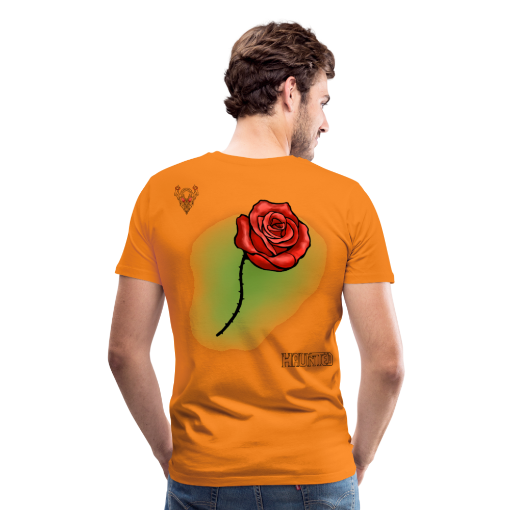 Man T-Shirt Rose on Green 1 - Orange