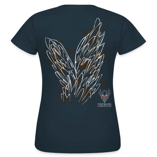 Women T-Shirt Brown Wings - Navy
