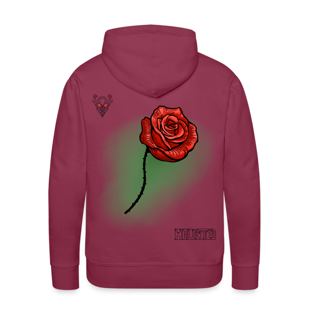 Men Hoodie Rose on Green 2 - Bordeaux