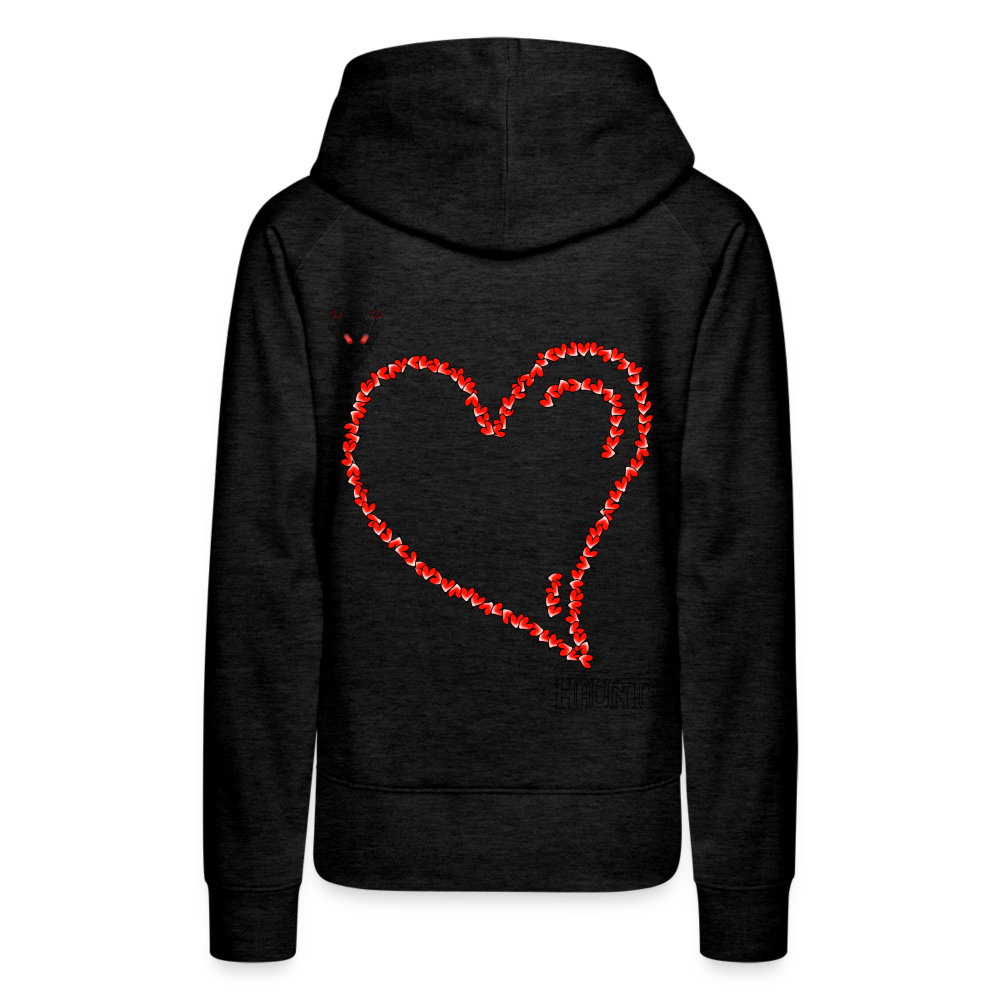 Woman Hoodie Hearts Dark - Anthrazit