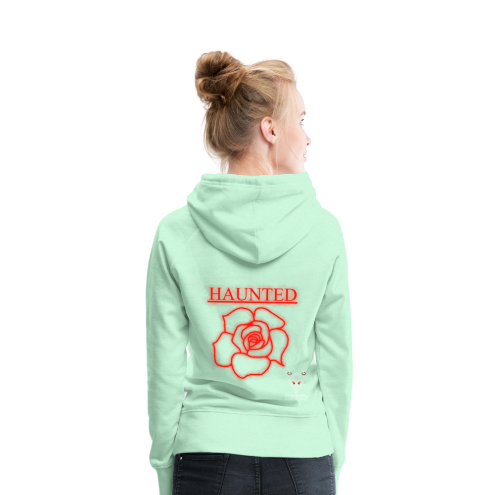 Women Hoodie Red Neon Rose - helles Mintgrün