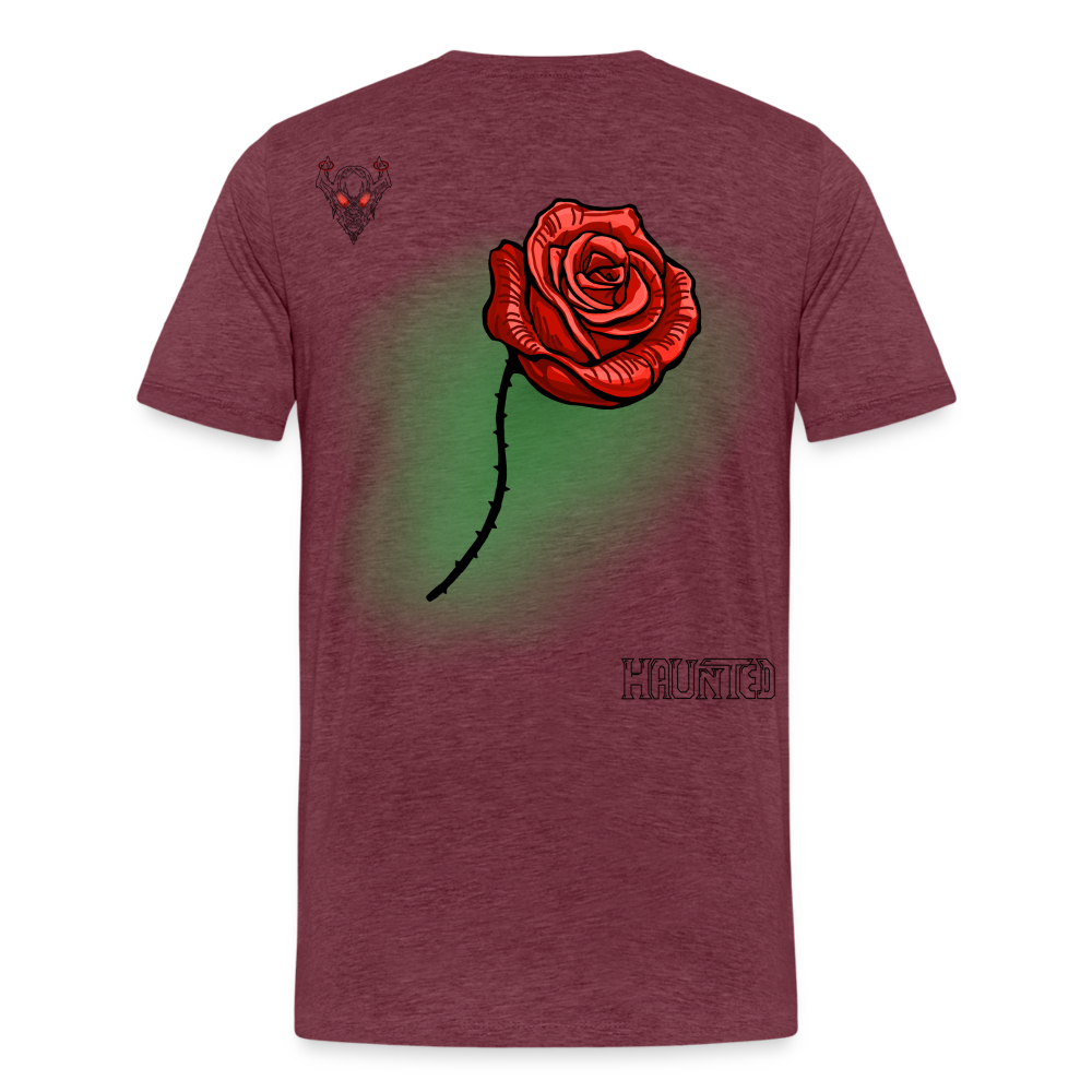 Man T-Shirt Rose on Green 3 - Bordeauxrot meliert