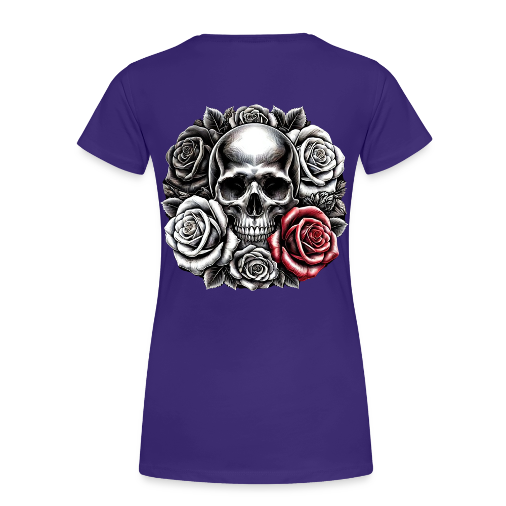 Women T-Shirt Skull Roses - Lila