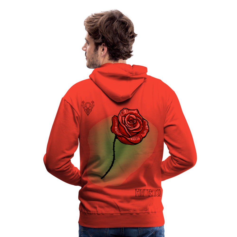 Men Hoodie Rose On Green 3 - Rot