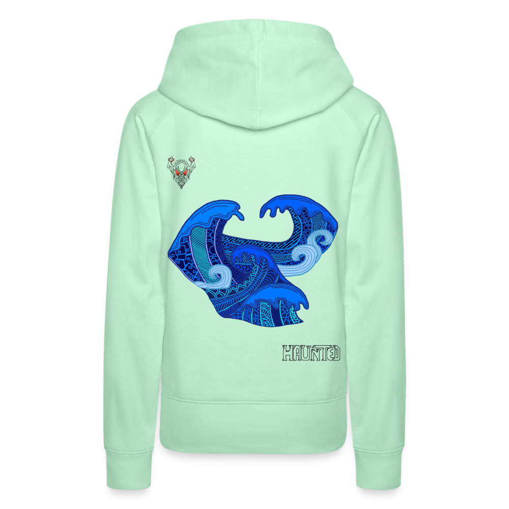 Woman Hoodie Waves Dark - helles Mintgrün