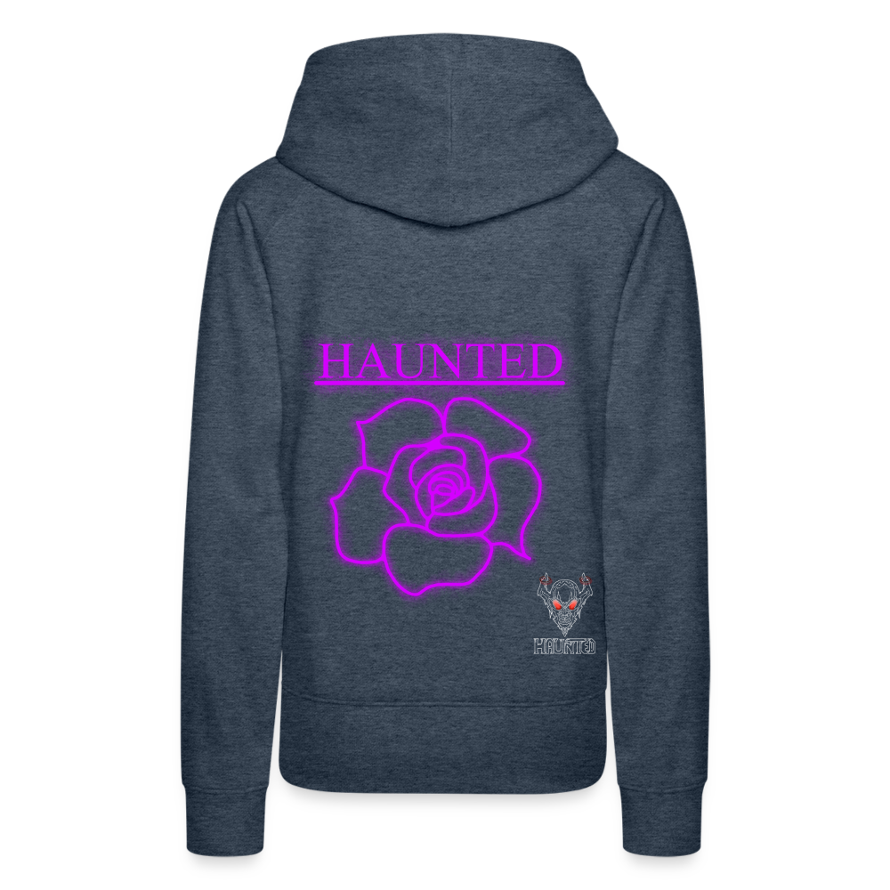 Women Hoodie Pink Neon Rose - Jeansblau