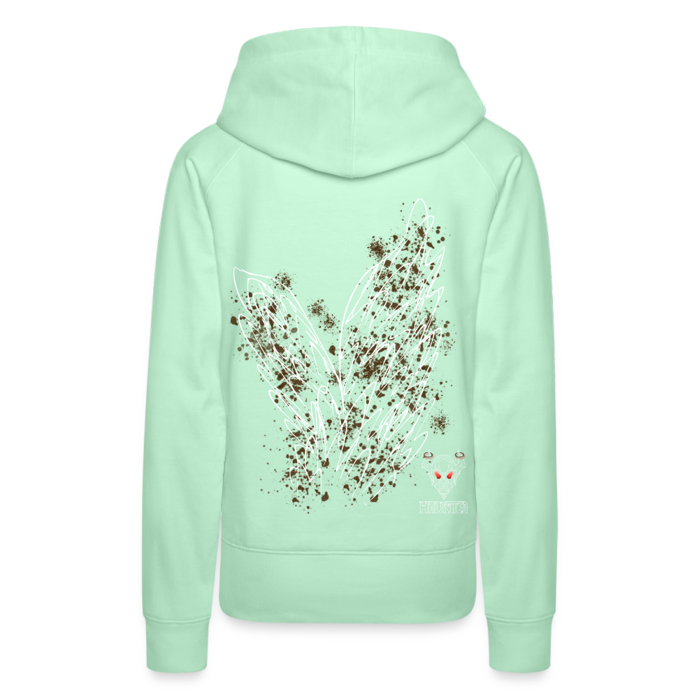 Women Hoodie Brown Wings - helles Mintgrün