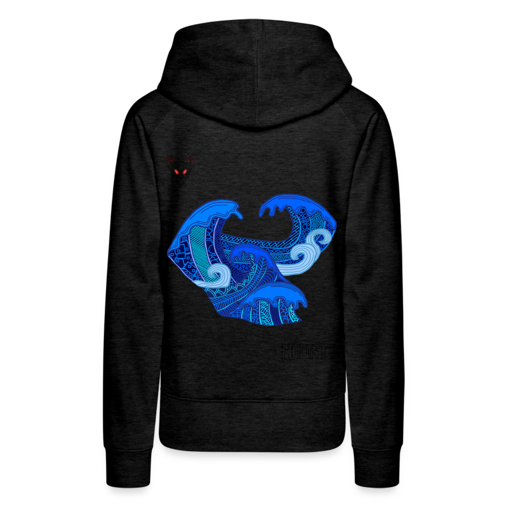 Woman Hoodie Waves Dark - Anthrazit