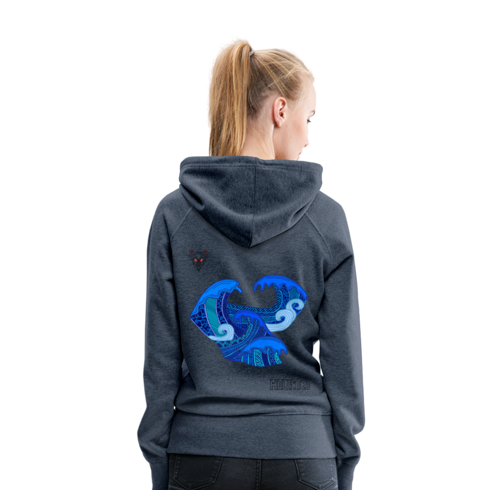 Woman Hoodie Waves Dark - Jeansblau