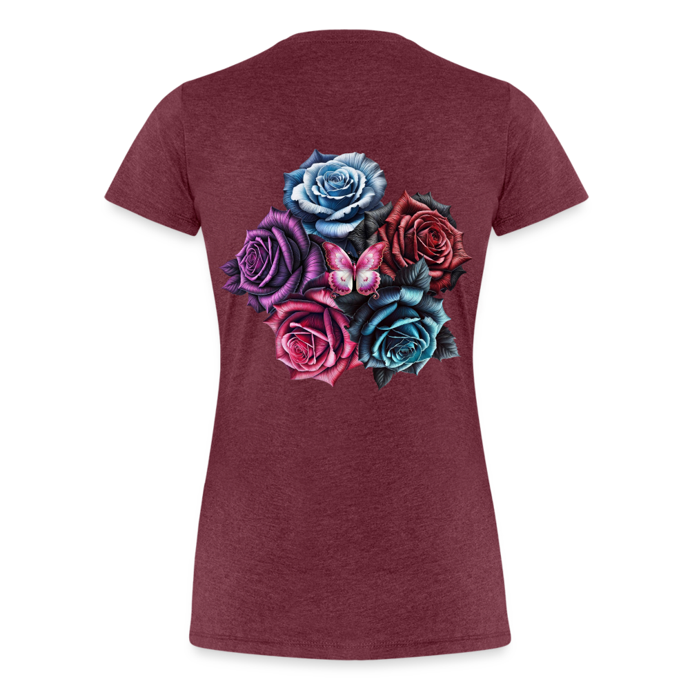 Women T-Shirt Rose Circle - Bordeauxrot meliert