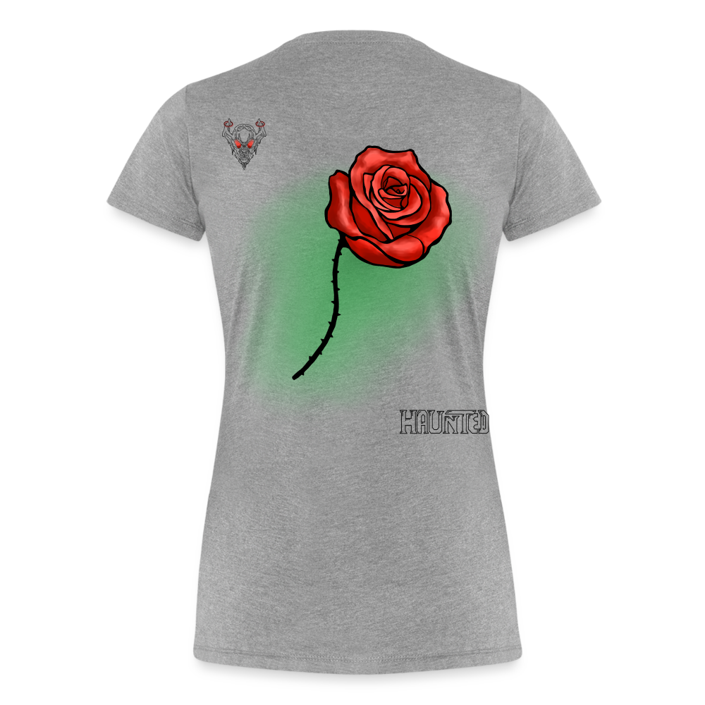 Woman T-Shirt Rose on Green 1 - Grau meliert