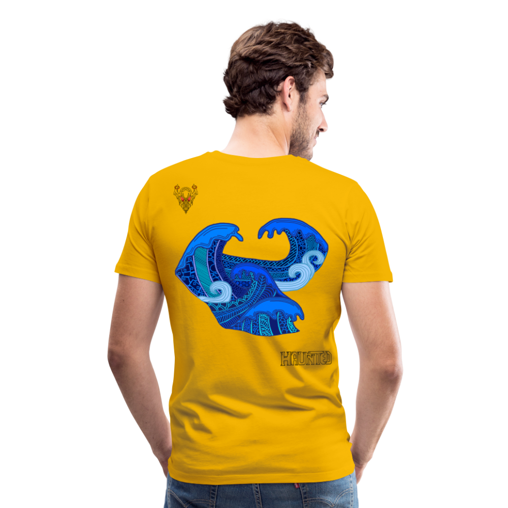 Man T-Shirt Waves Dark - Sonnengelb