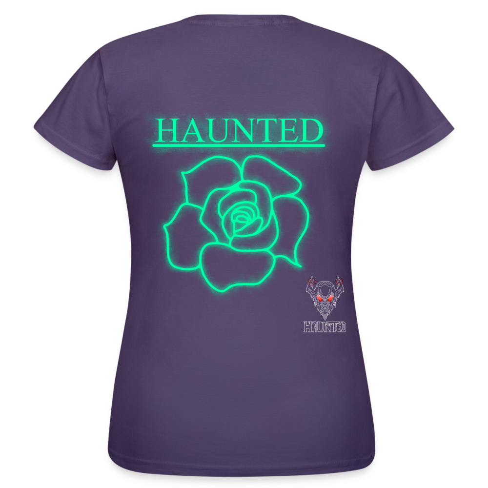 Women T-Shirt Turquoise Neon Rose - Dunkellila