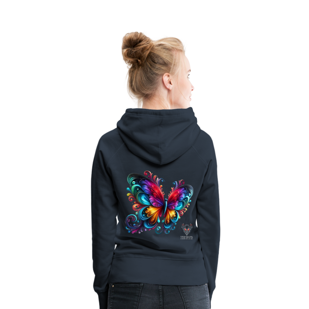 Woman Hoodie Radiant Butterfly Art - Navy