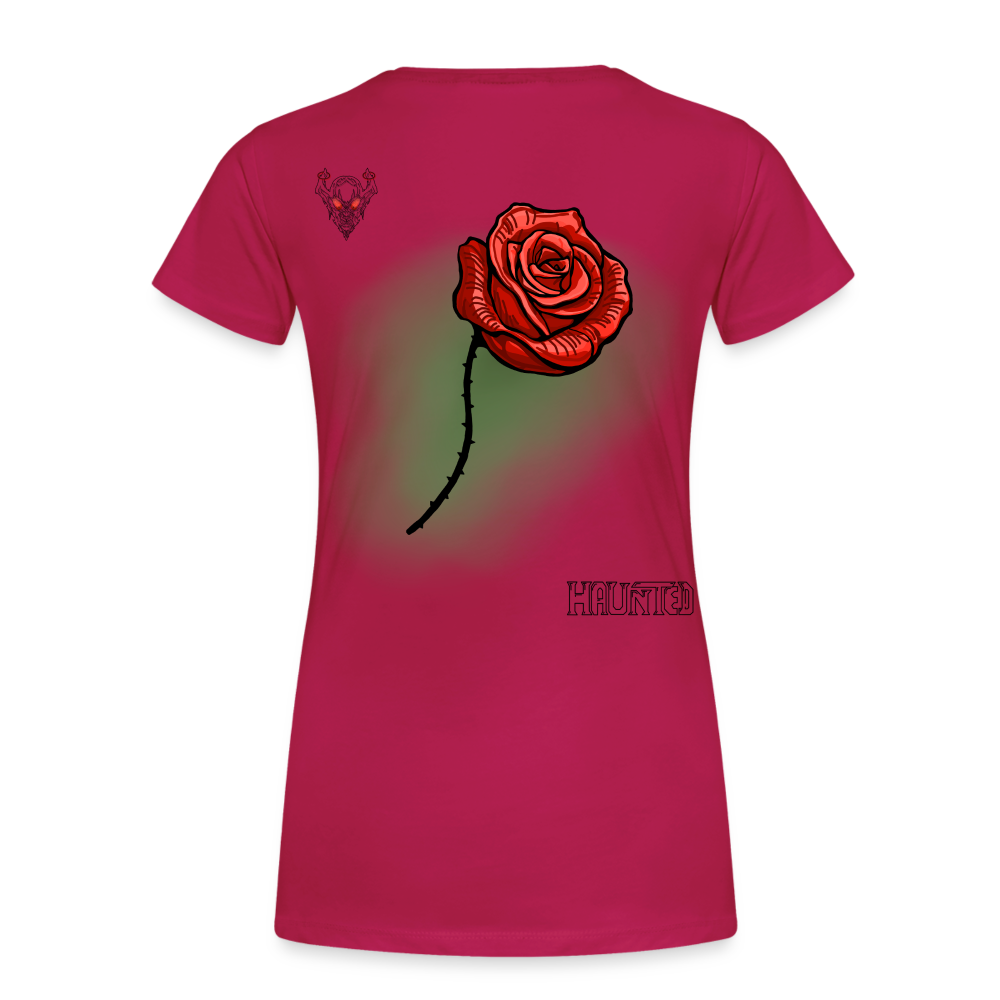 Woman T-Shirt Rose on Green 3 - dunkles Pink