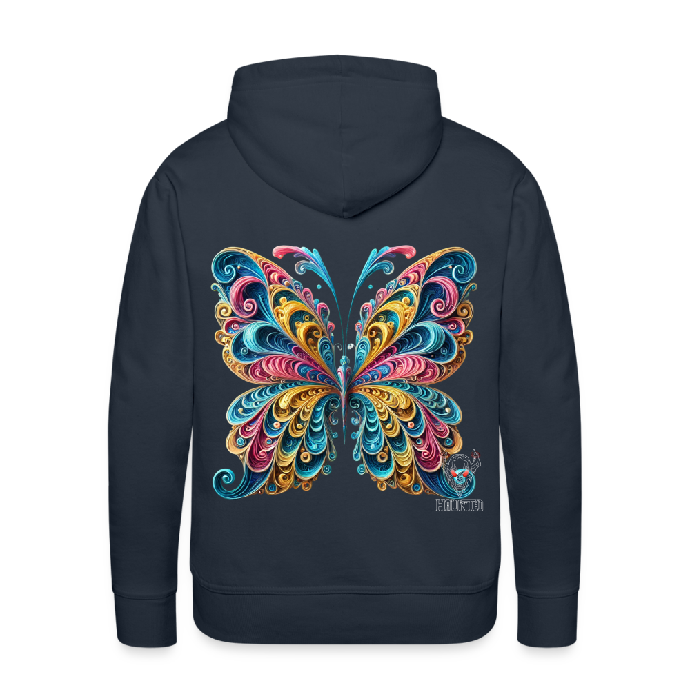 Men Hoodie Whimsical Butterfly Harmony - Navy