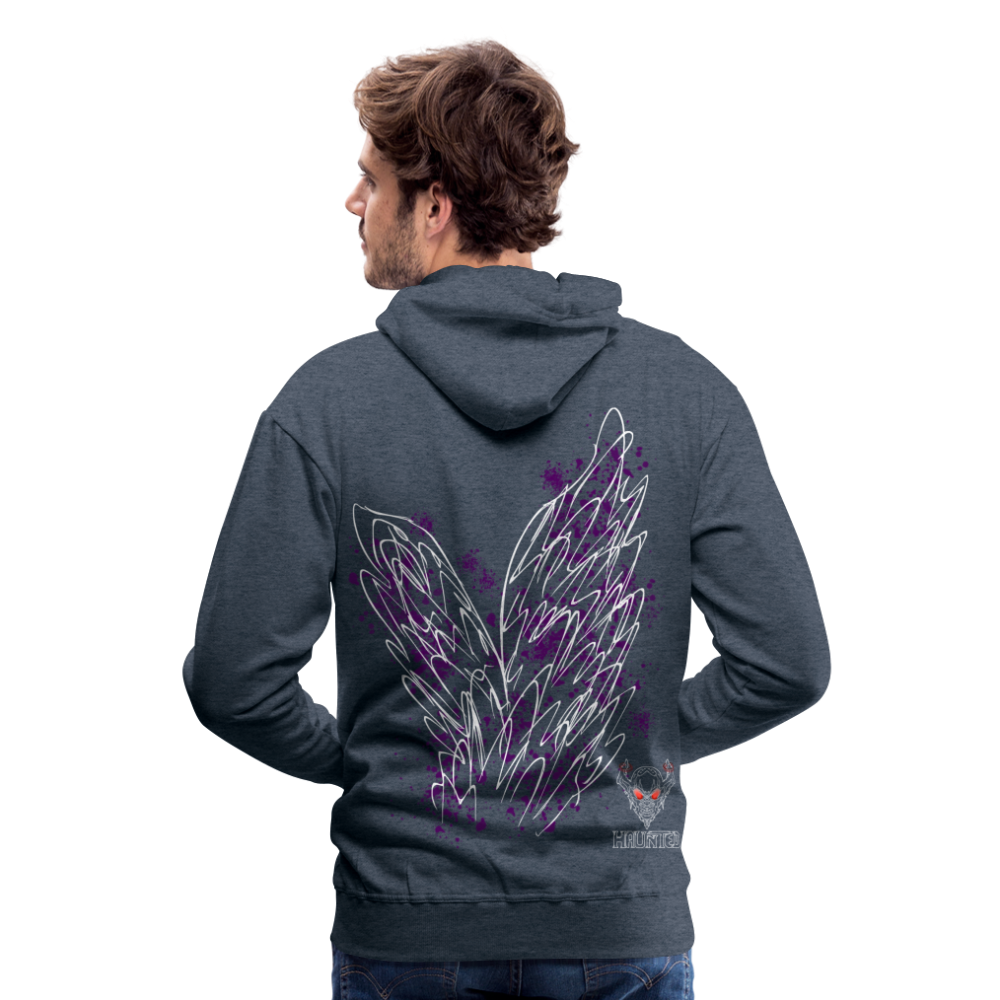 Men Hoodie Purple Wings - Jeansblau