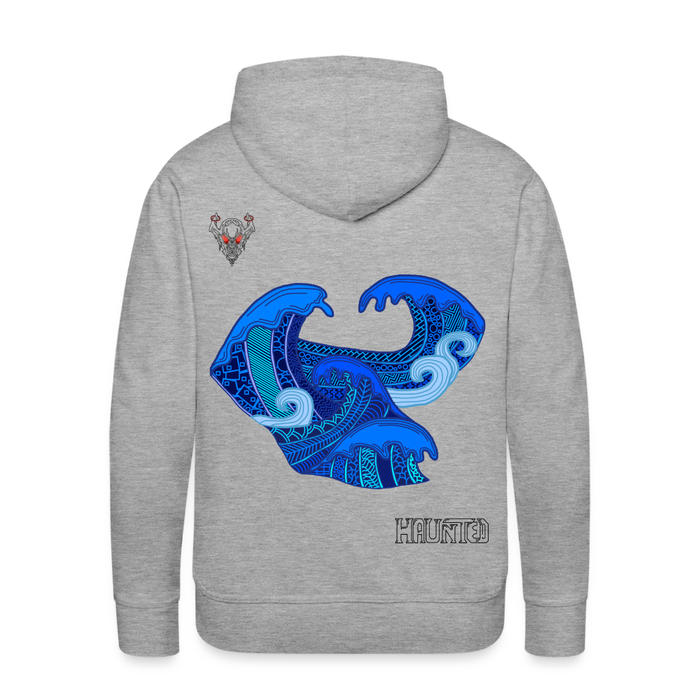 Men Hoodie Waves Dark - Grau meliert