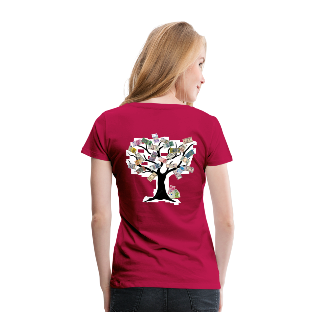 Women T-Shirt Money Tree - dunkles Pink