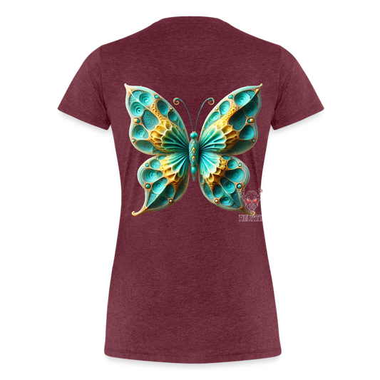 Woman T-Shirt Aqua Wing Symphony - Bordeauxrot meliert