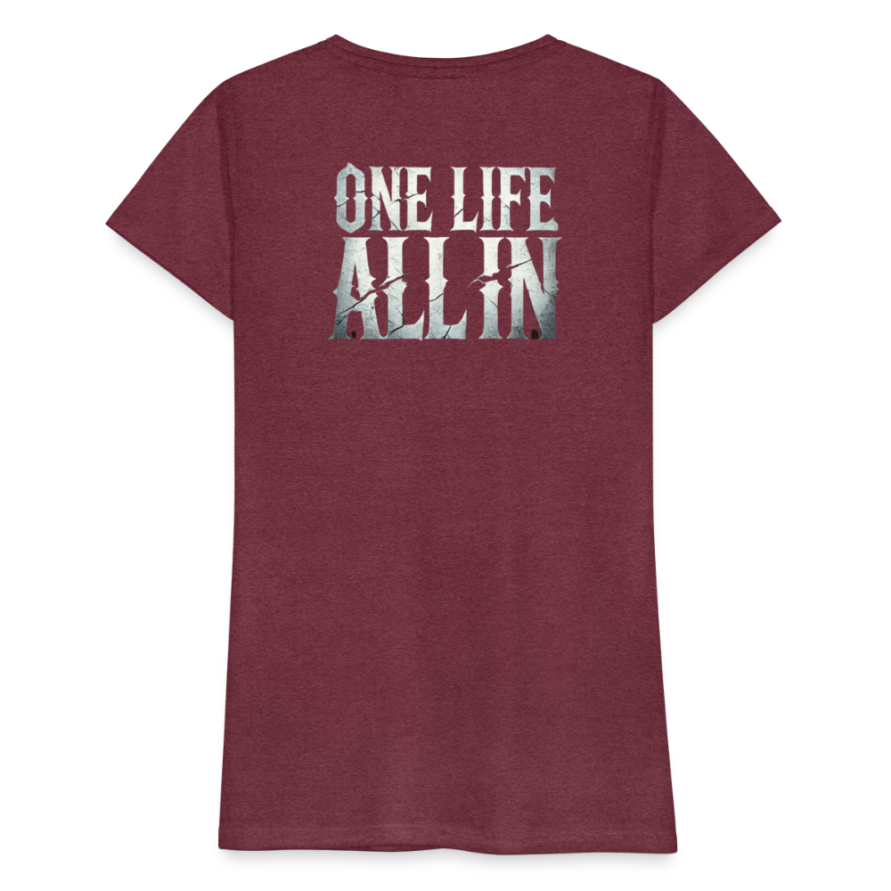 Women T-Shirt One Life All In - Bordeauxrot meliert
