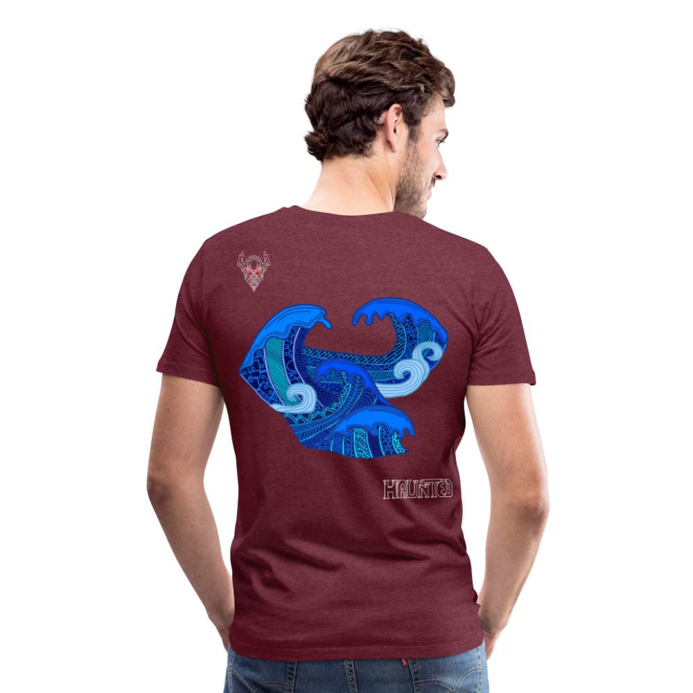Man T-Shirt Waves Light - Bordeauxrot meliert
