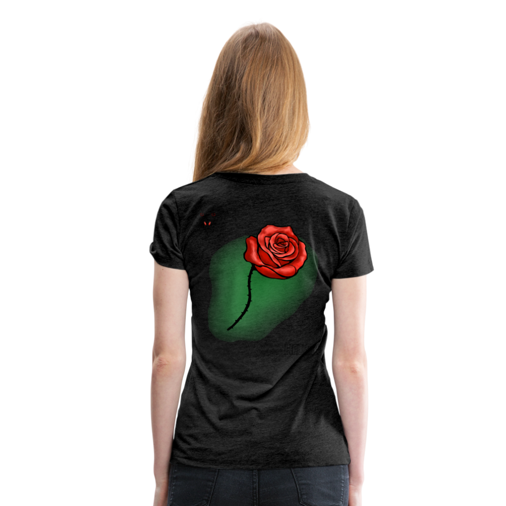 Woman T-Shirt Rose on Green 1 - Anthrazit